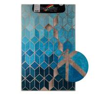 Коврик в ванную дизайнерский, одинарный голубые КУБЫ 55х90 см